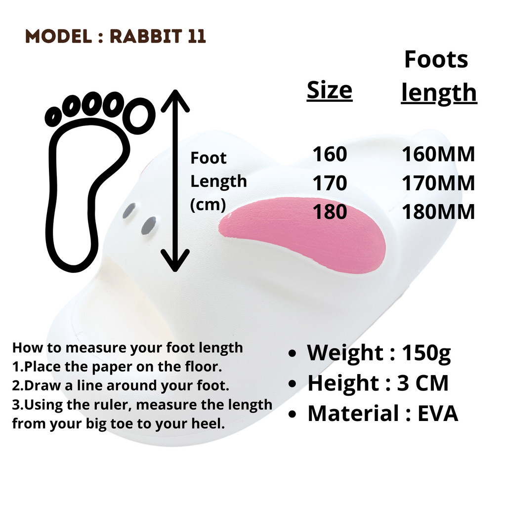 HAPPYFIT FOOTWEAR [ RABBIT 11 ] 3-5 years old GIRL RABBIT EVA Shoes ...