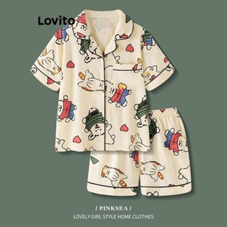 Lovito Casual Cartoon Pattern Pajama Set for Women LNA62202