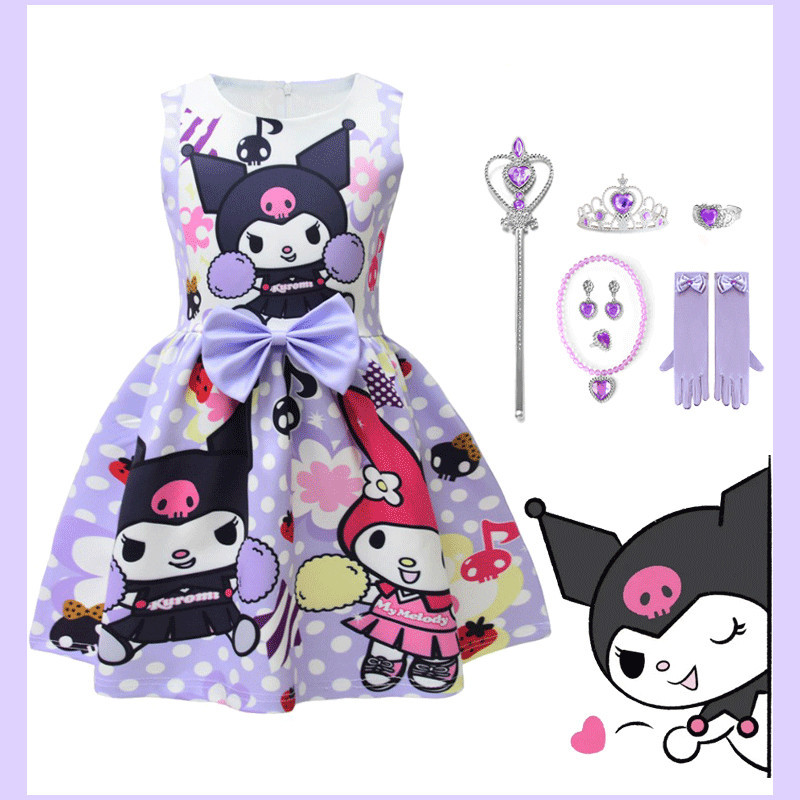 Kuromi Dress for Kids Girl 3-9 Years Old Sanrio Kuromi Printed ...