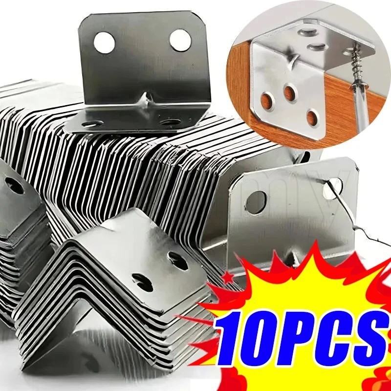 10Pcs Stainless Steel Corner Brackets - Wood Furniture Fastener ...