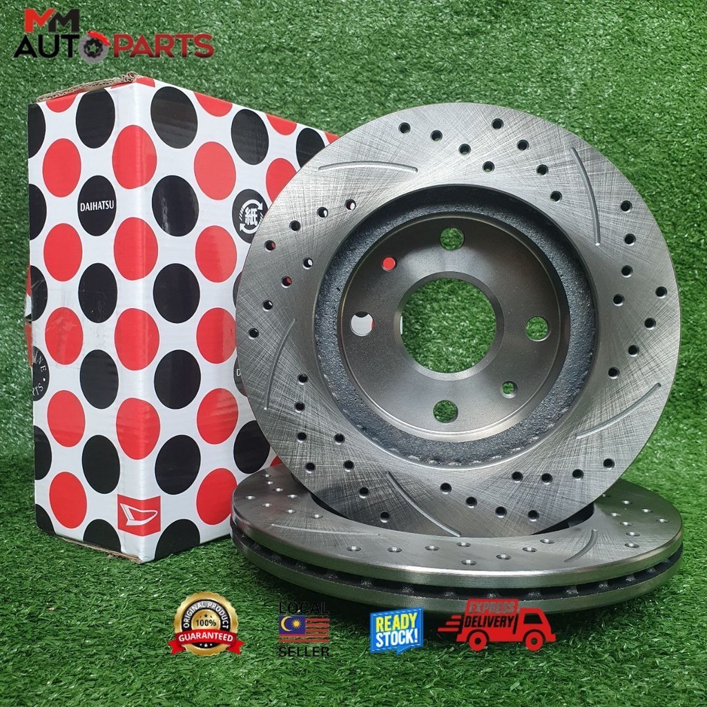 DAIHATSU DRILLED SPORT DISC ROTOR SET FOR PERODUA MYVI 2005-2017/ BEZZA ...