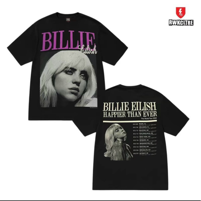 TSHIRT BILLIE EILISH ( WORLD TOUR 2024 ) COTTON HIGH COLLAR VINTAGE ...