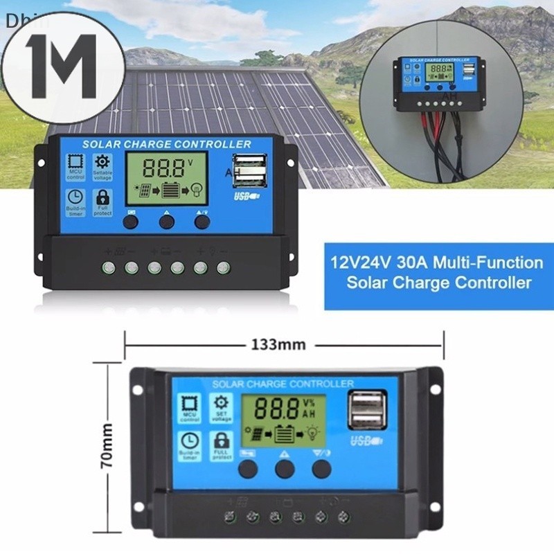1M Upgraded 10A 20A 30A Solar Controller 12V/24V Auto Solar Panel PV ...