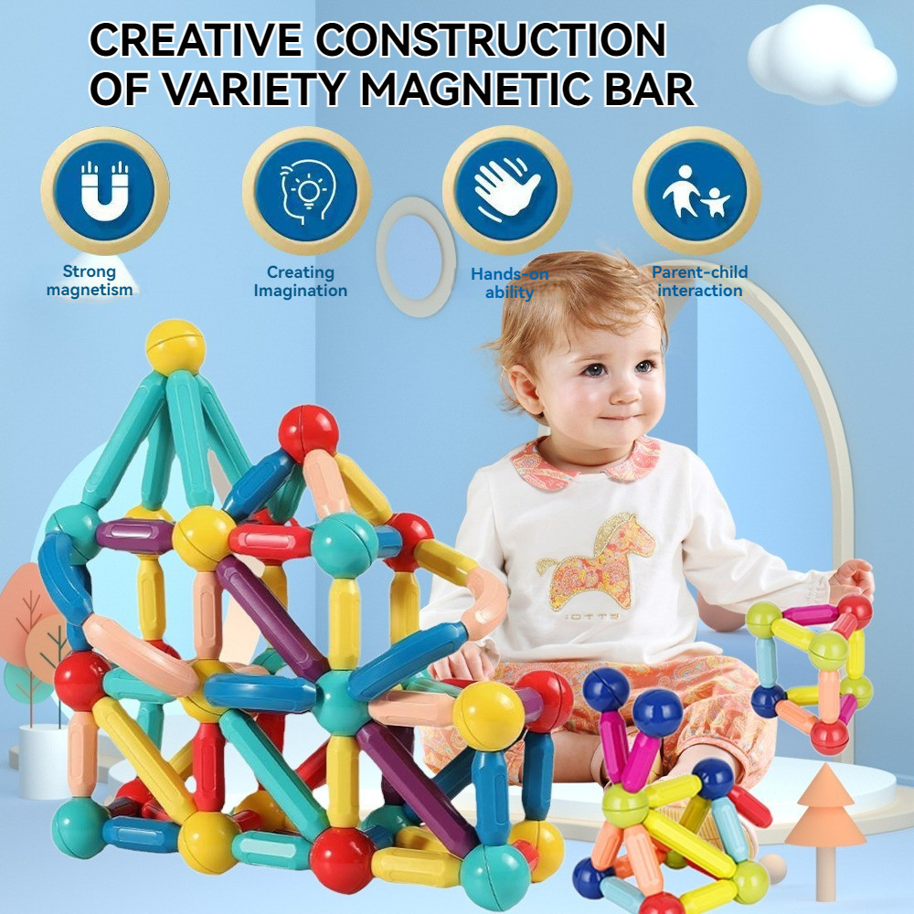 Kids Magnetic Stick 114Pcs Magnetic Toys Kid Early Education 3D ...