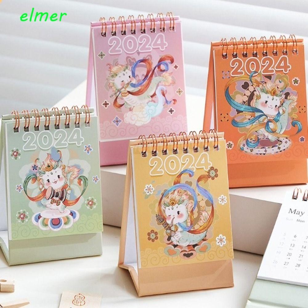 ELMER Mini Desk Calendar, Handmade Cute Dragon Year Calendar, Cartoon ...