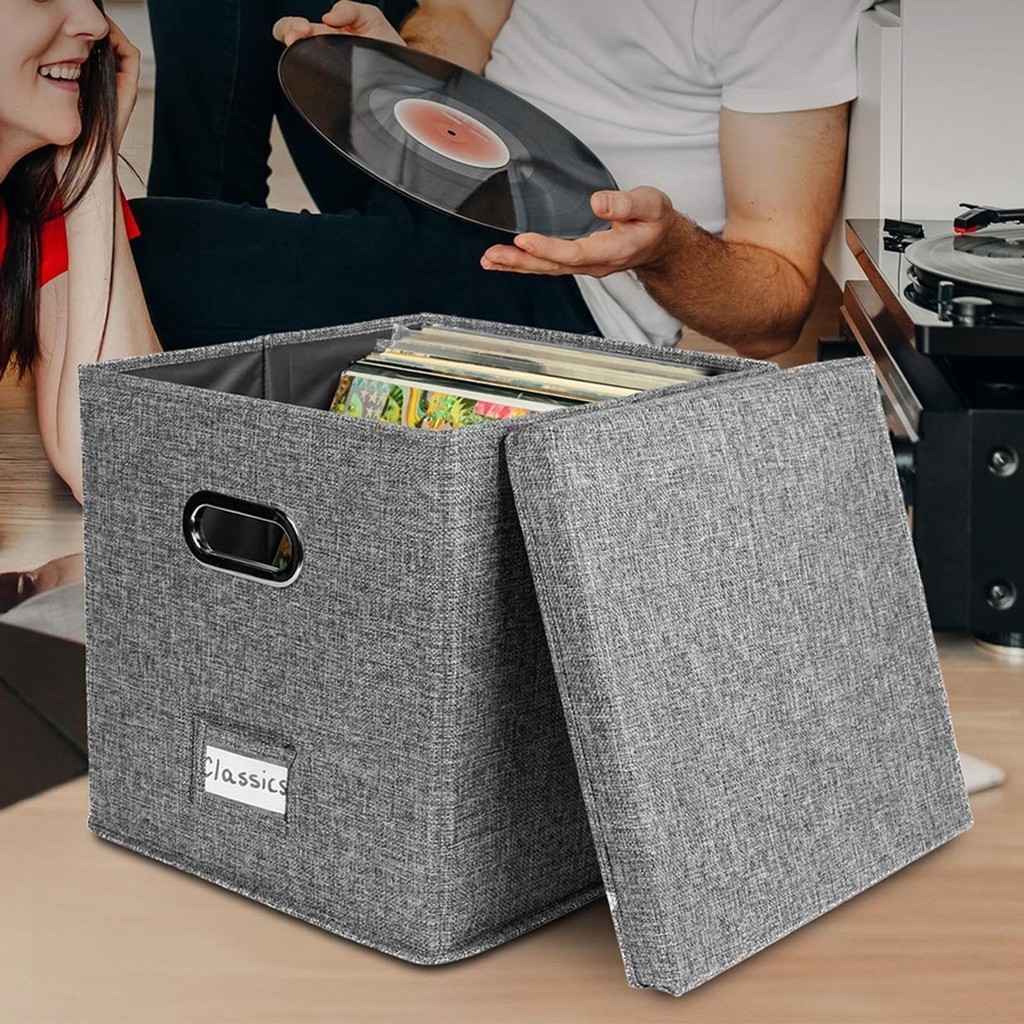 LP Storage Organizer Crate Stackable Album Storage Holder Vinyl Record ...