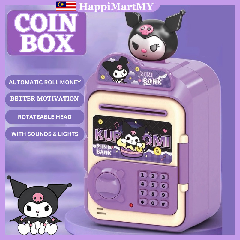 NEW!! Password Coin Box Sanrio Kuromi Piggy Bank Automatic Roll In ...