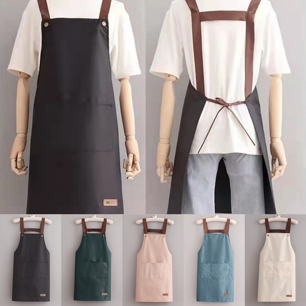 Chef Cooking Apron Cotton Waterproof Oilproof Apron With Front Pocket ...