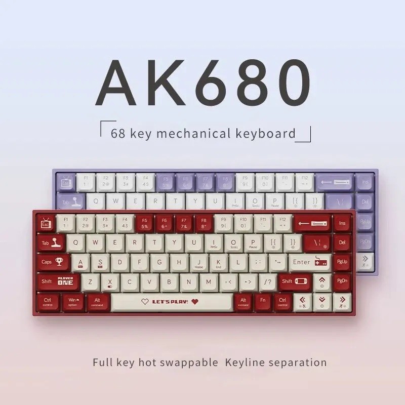 Ak680 Mechanical Keyboard Game Wired Compact Laptop Tea or Red Axis 68 ...