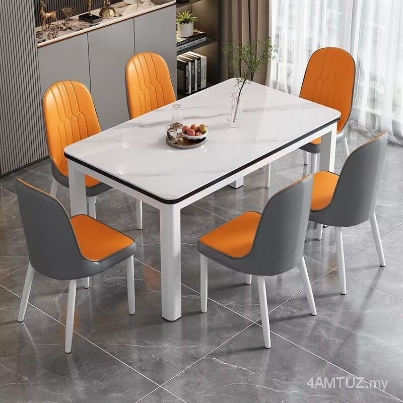 Tempered Glass Dining Table Chair Combination Modern Household Dining ...