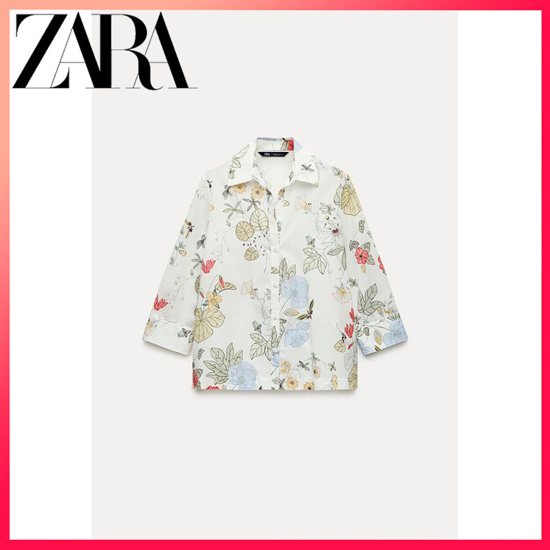 ZARA 24 Summer New Women's ZW Series Flower Print Shirt | Shopee Malaysia