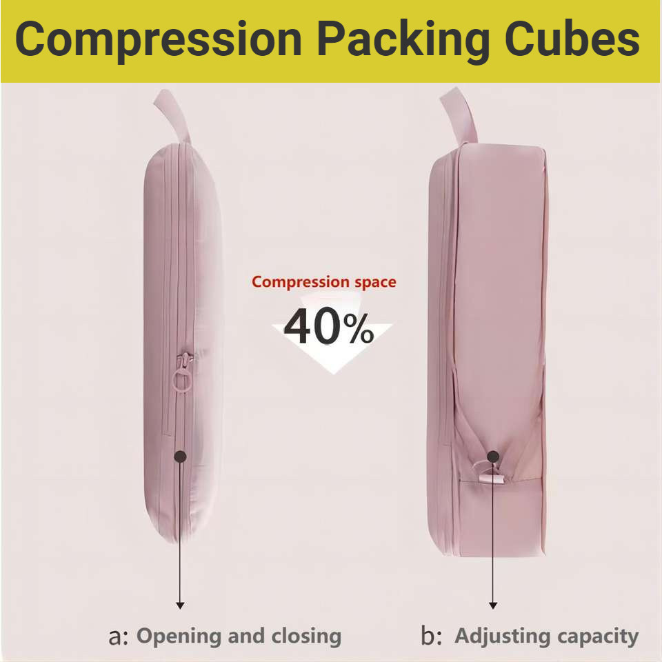 6 Pcs Travel Compression Bag Set,Compression Packing Cubes for ...