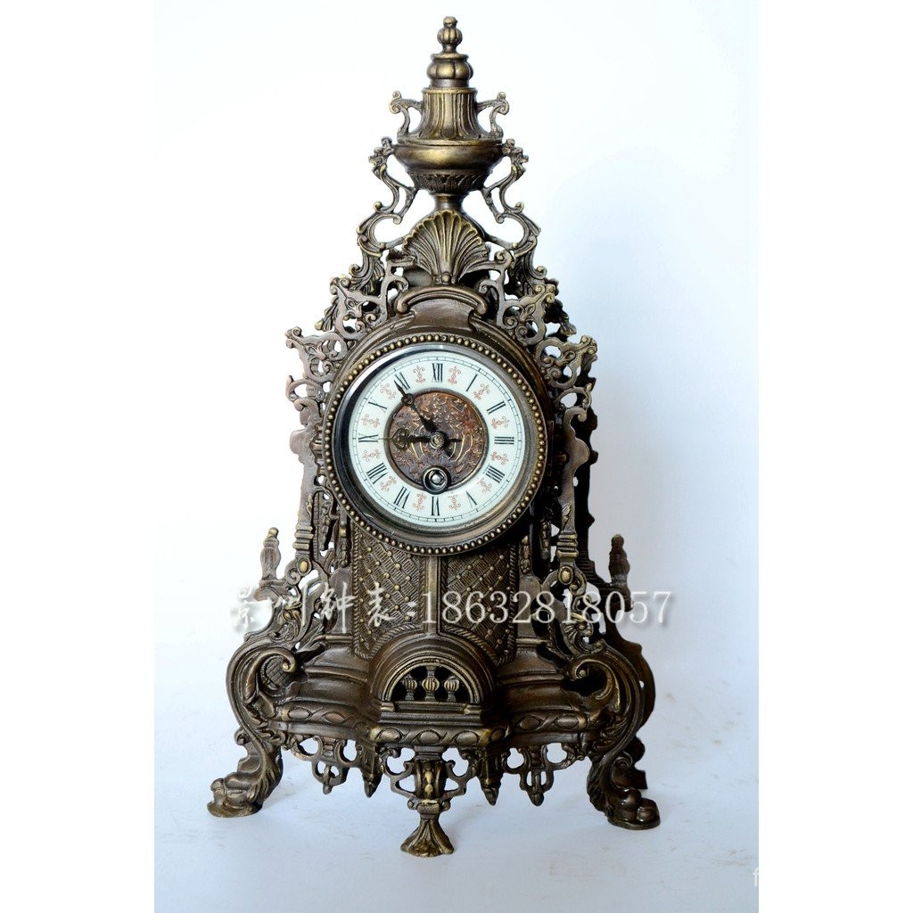 Clock Baroque Table Clock Pure Copper Mechanical Hollow Table Clock ...