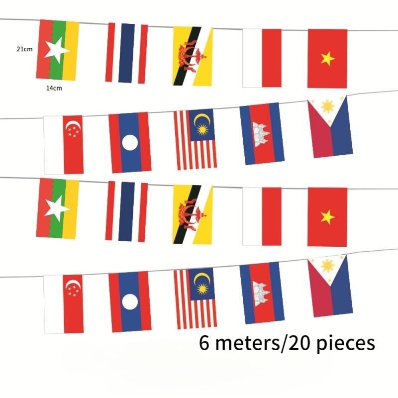 (20Pcs/6m)Southeast Asia Country Flag AEC ASEAN Countries Banner ...