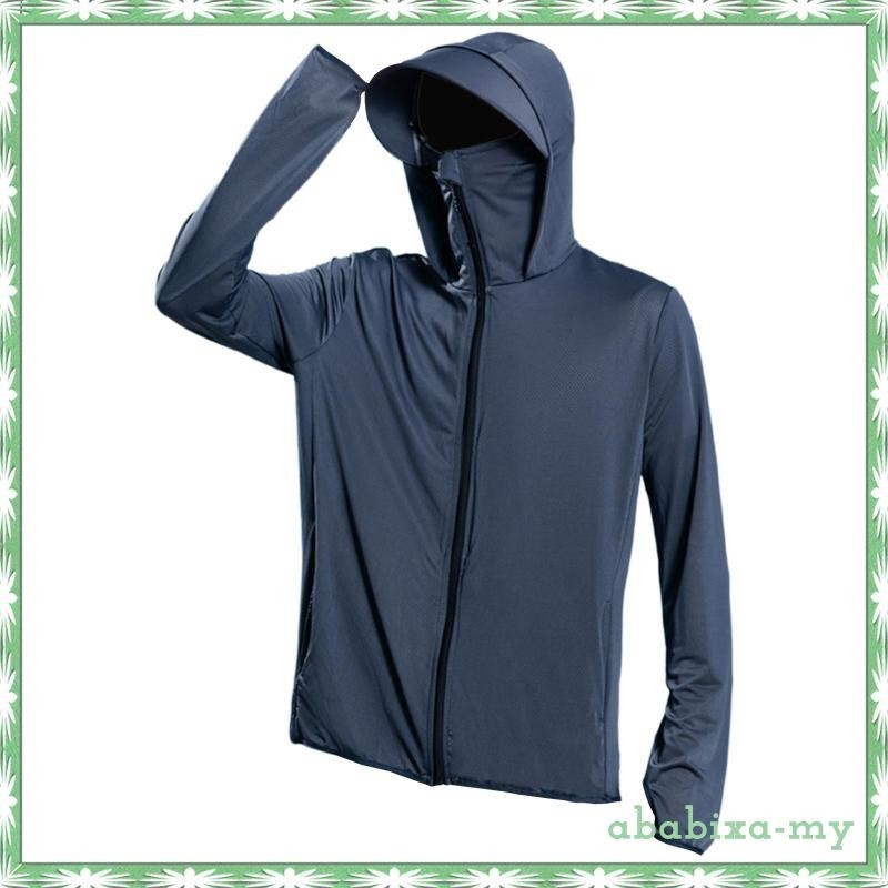 [AbabixaMY] Men's Hooded Sun Protection Shirt Cooling Shirt Soft Zipper ...