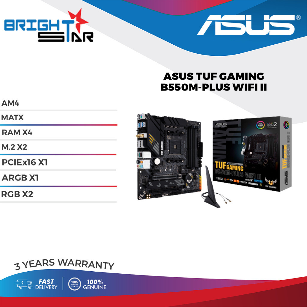 MOTHERBOARD ASUS TUF GAMING B550M PLUS WIFI II / AM4 / MATX / RAM x 4