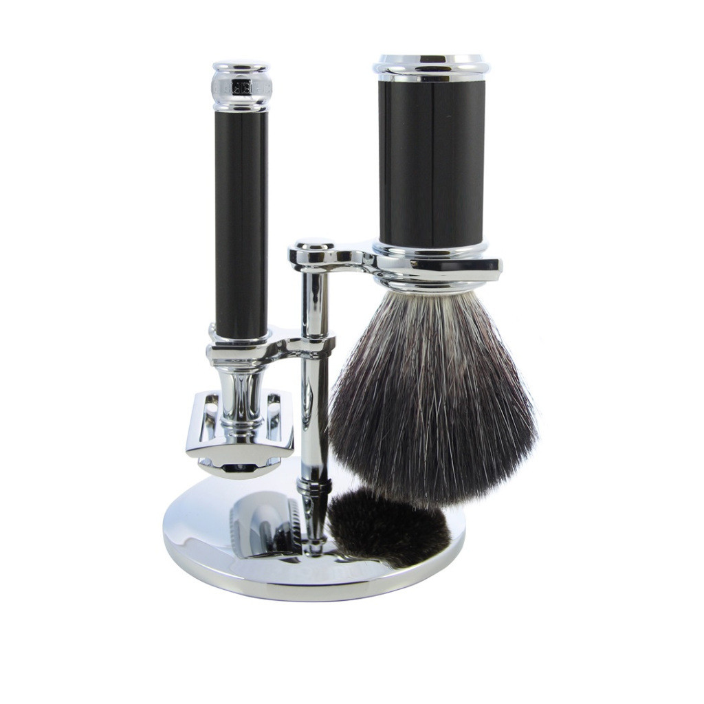 Edwin Jagger Black & Chrome 3 Piece DE Set (Black Synthetic) | Shopee ...