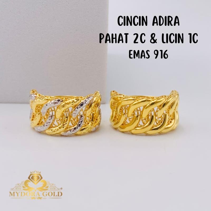 MYDORA Cincin Adira Pahat 2c & Licin 1c | EMAS 916/22K | Shopee Malaysia