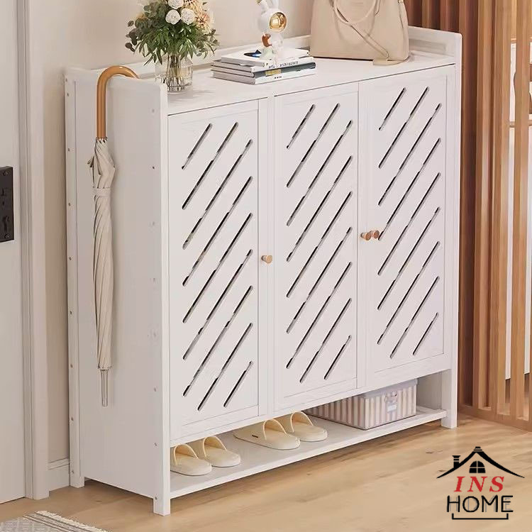 Shoe Rack Simple Entryway Shoe Storage Cabinet White/Wood Multi-Layer ...