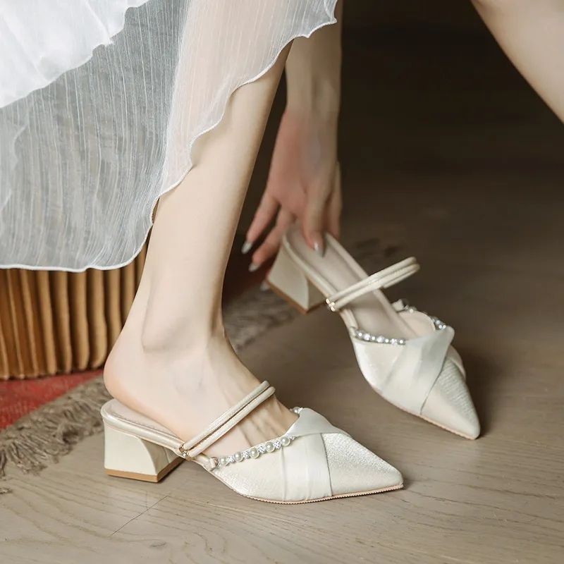 Baotou Half Slippers Women Outer Wear 2024 Heelless Lazy Sandals ...