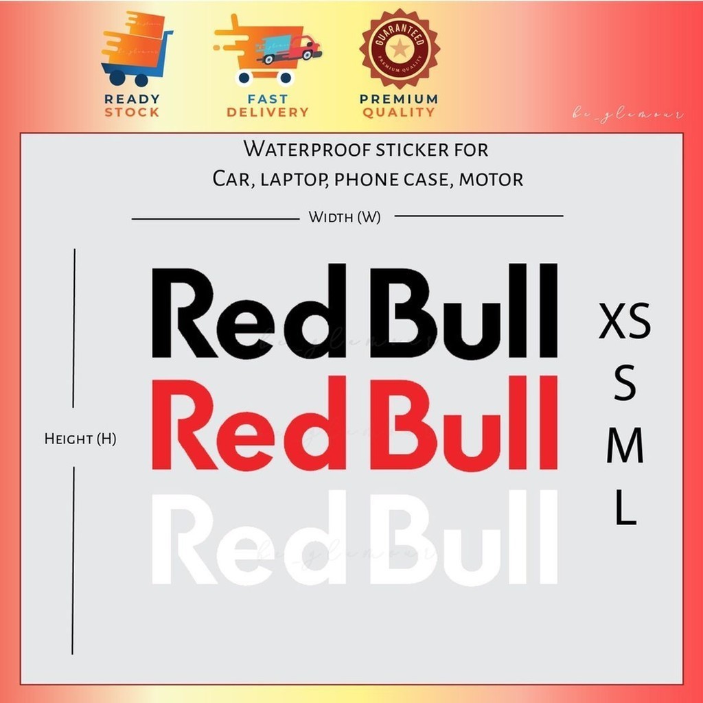 Bull Red Sticker Reflective energy drink kereta stiker pantulan motogp ...