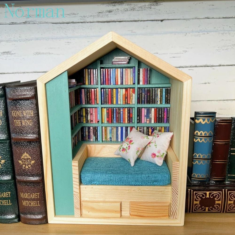 Shake Away Anxiety Bookshelf Mini Wooden Book Display Cabinet With - View #12