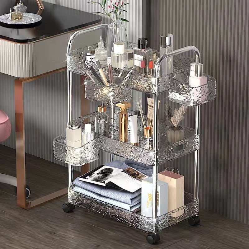 High aesthetic crystal storage rack small cart acrylic transparent car ...