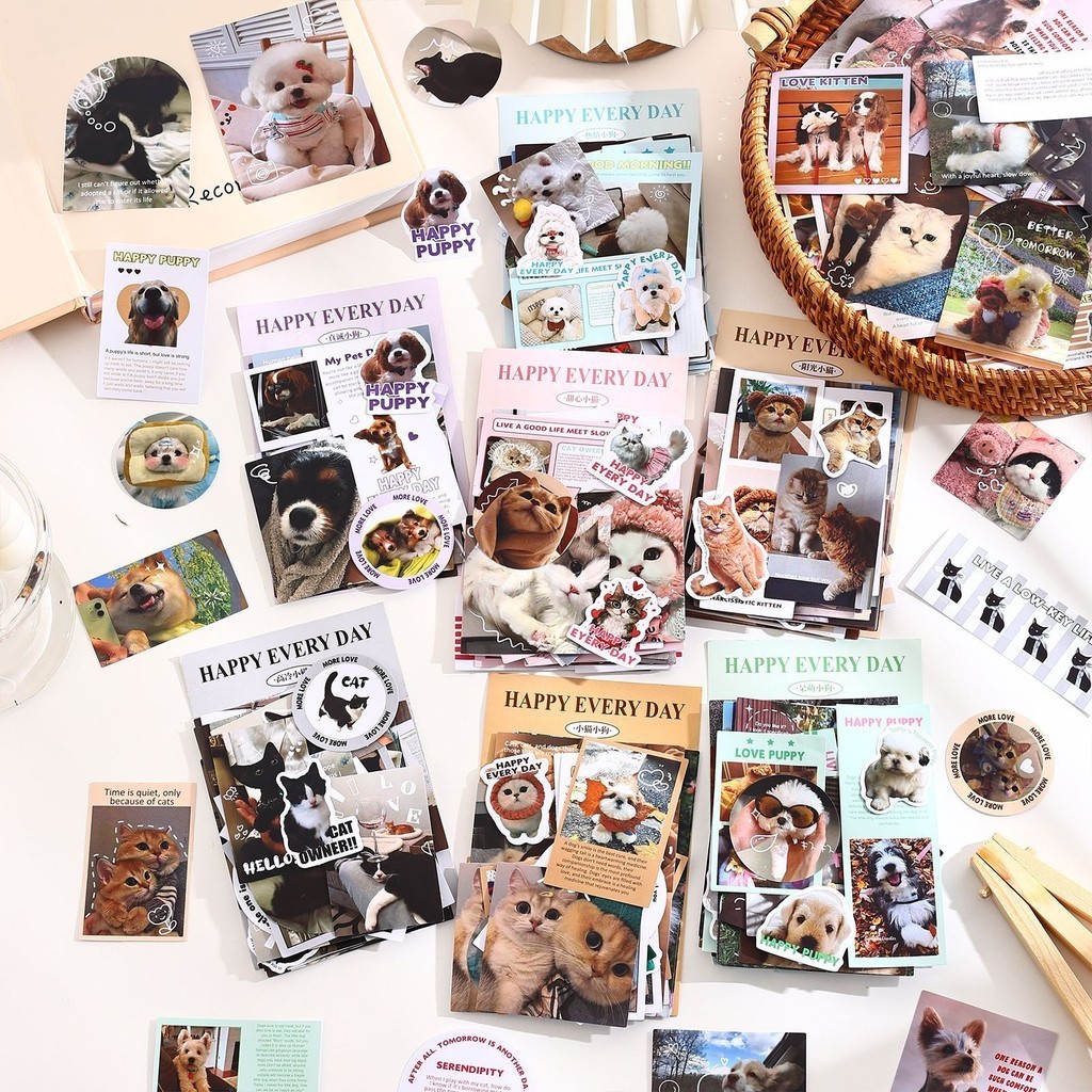 50PCS Cute and Adorable Dogs and Cats Daily Graffiti Stickers for ...