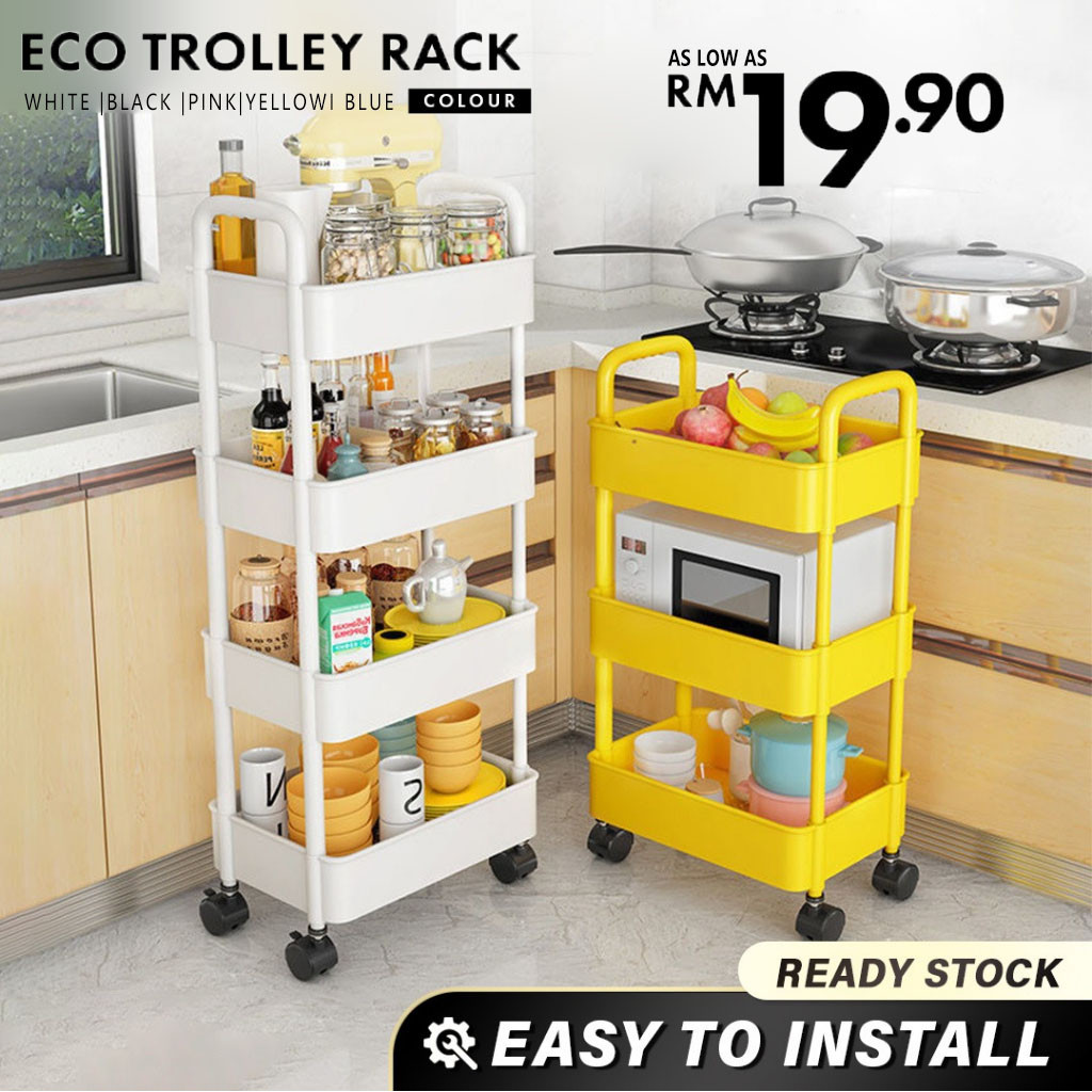 3 Tier Trolley Trolly Storage Racks Office Shelves Home Kitchen Rack ...