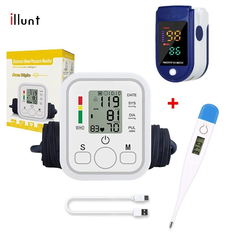 Digital Thermometer + Wrist Blood Pressure Meter Gauge Three In One Set ...