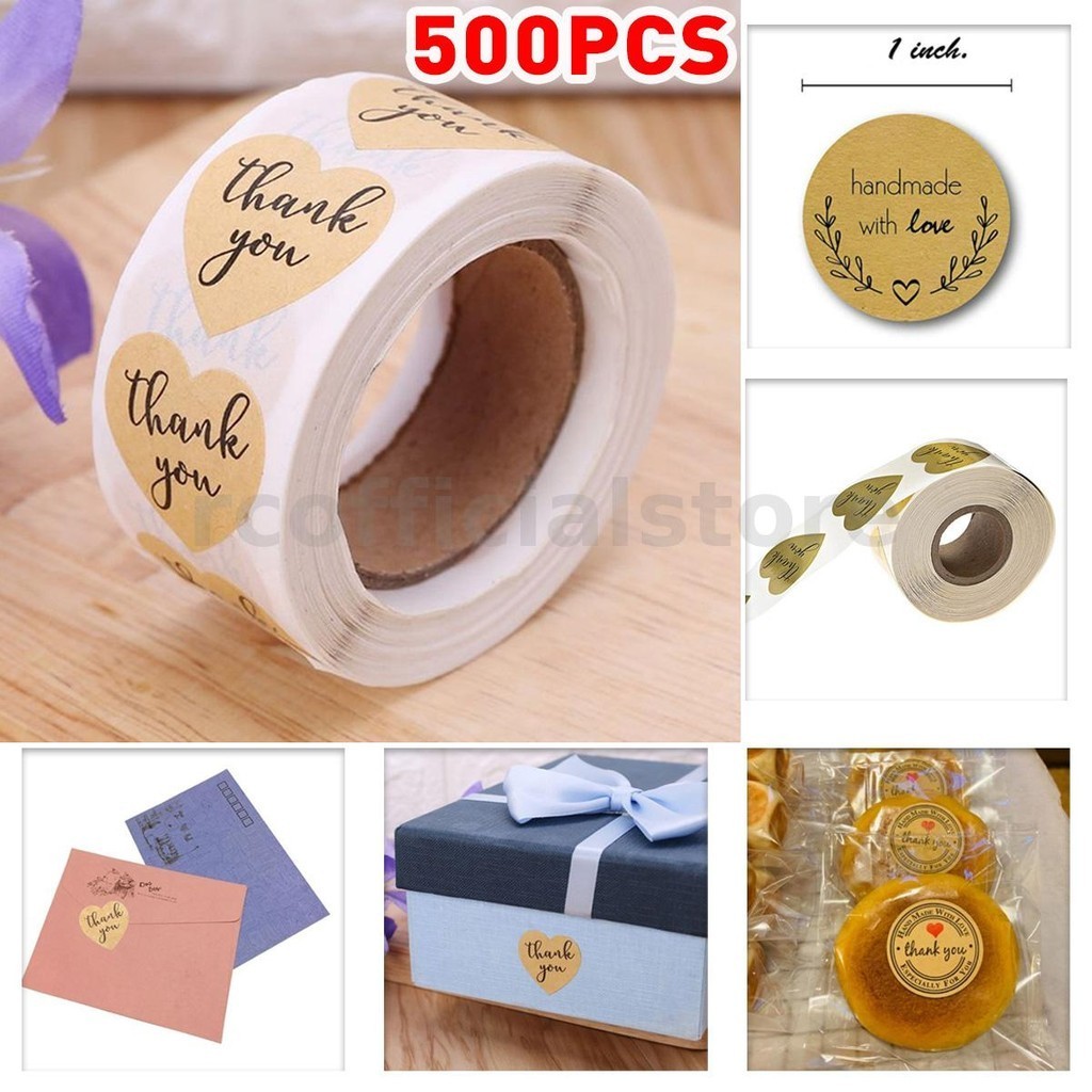 Round Thank You Sticker Seal Labes 500 Labels Sticker Scrapbooking Hand ...