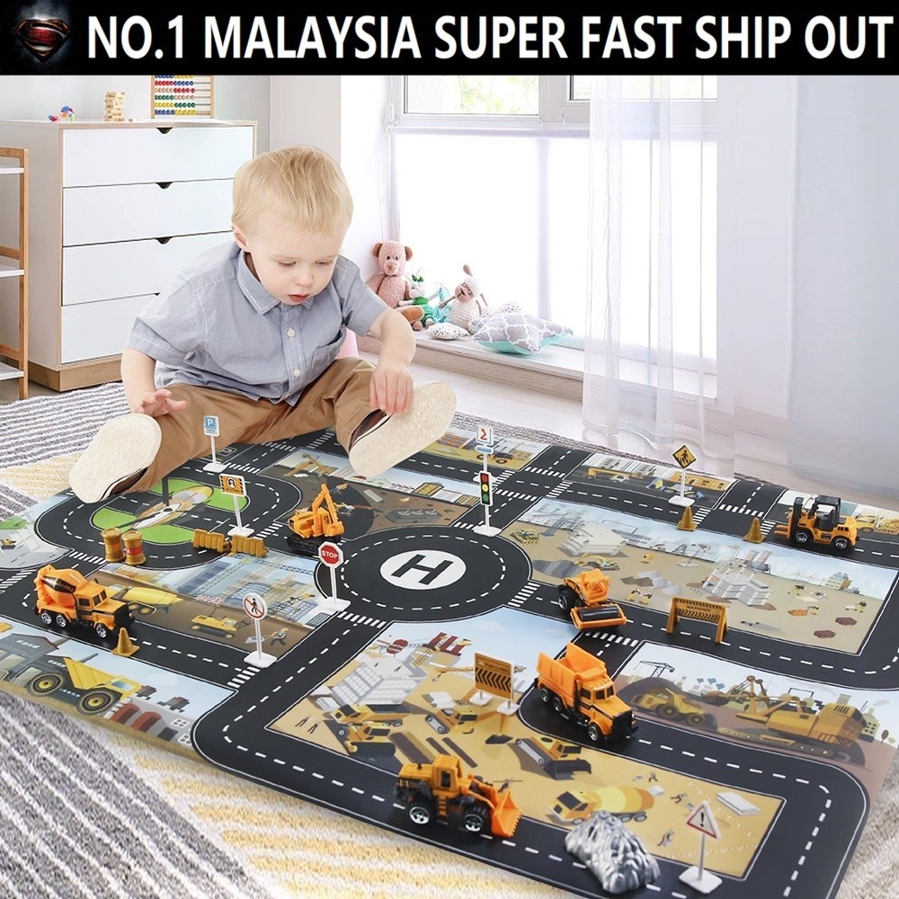SP Baby Play Mat Kids City Road Buildings Mat Parking Map Game Scene ...