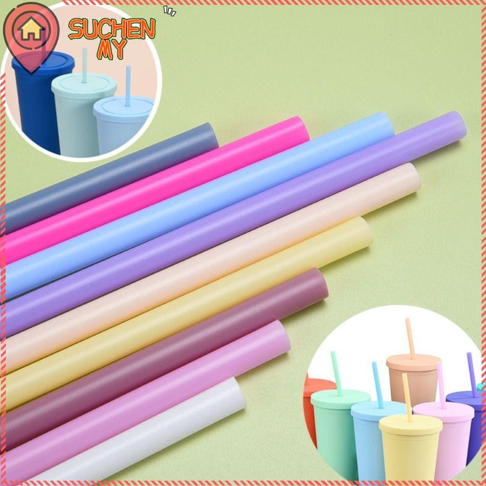 SUCHENMY Milk Tea Coffee Straw, Reusable Solid Color Plastic Straws ...