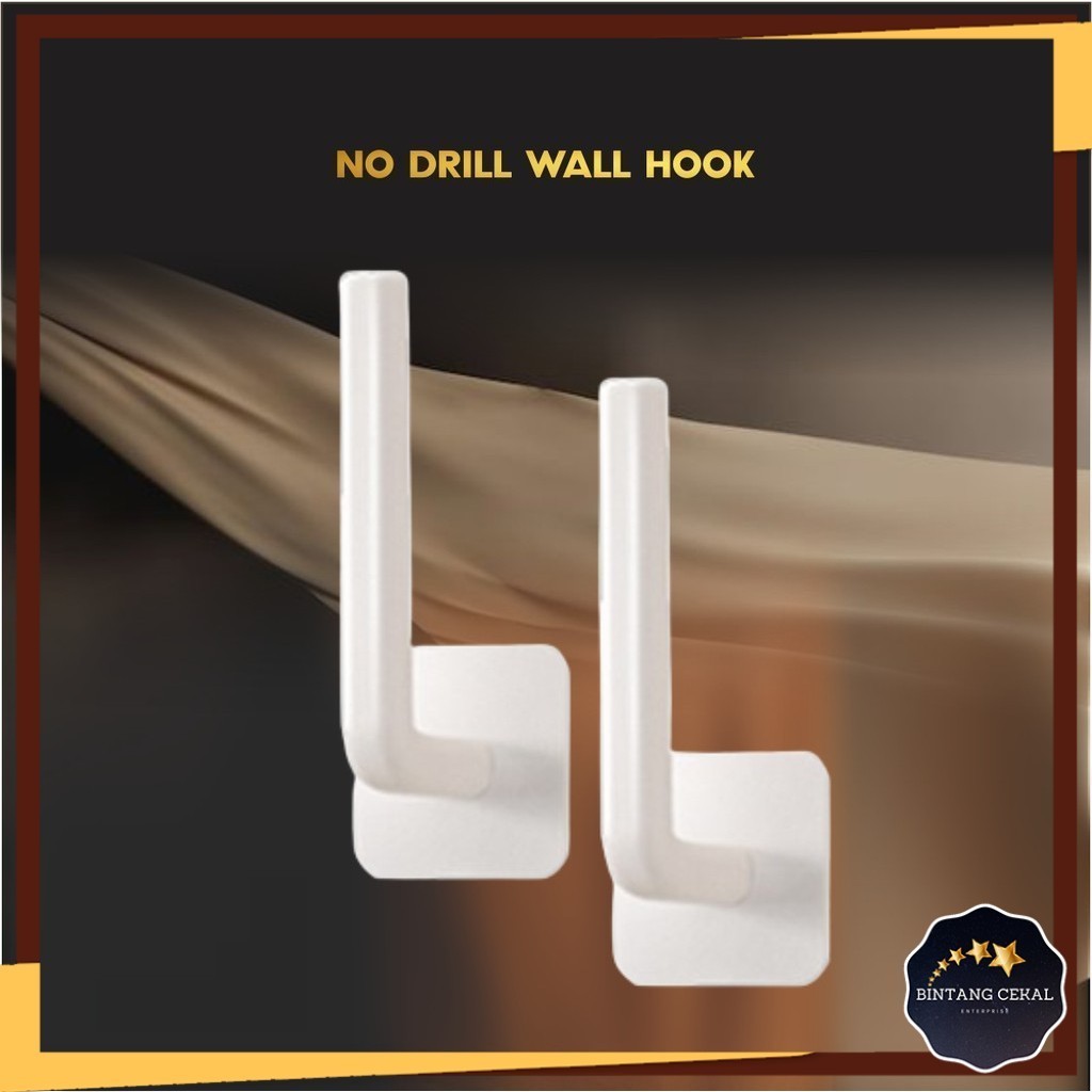 BC No Drill Wall Hook Single Plastic White Hanger Nailless Wall Rack Broom Holder Kitchen Rack