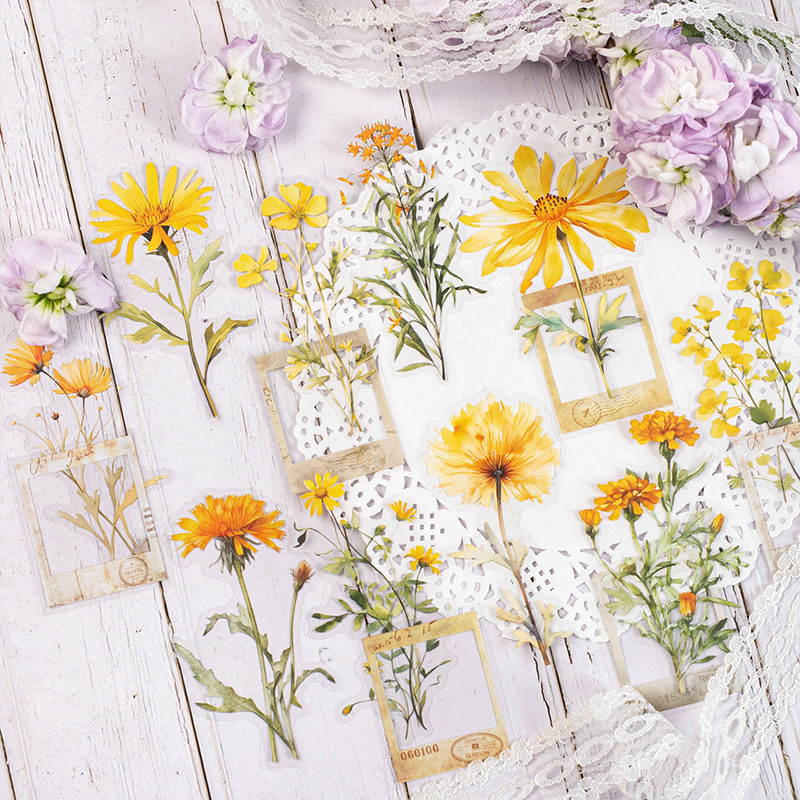 Saibata Flower Sticker Pack Plant Octopus Theme PET Sticker Pack ...