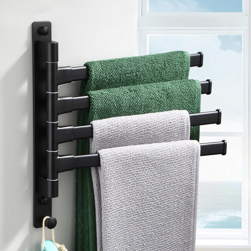 Rotating Towel Rack Perforation-Free Space Aluminum Movable Double Bar ...