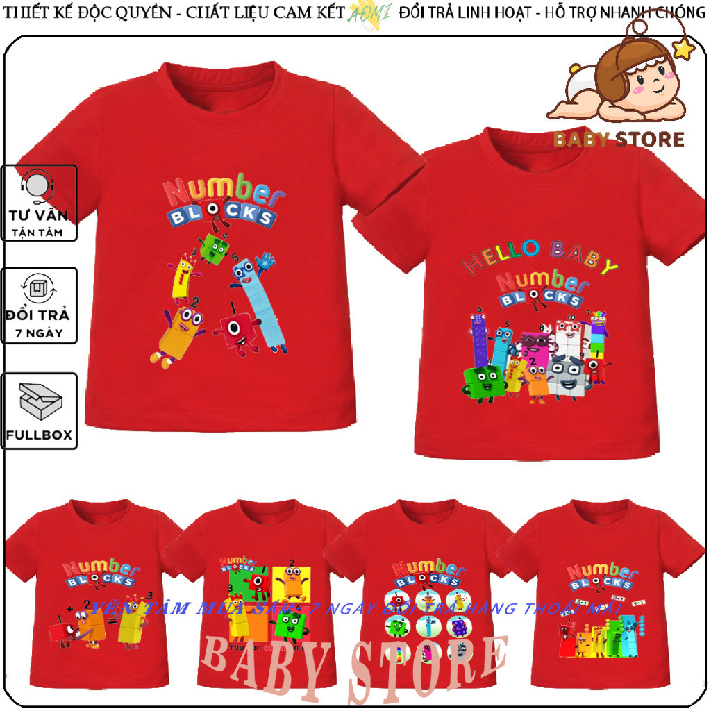 Numberblocks T-SHIRT for counting UNISEX Red T-SHIRT SHORT SLEEVES FOR ...