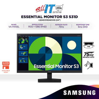 Samsung 24" Essential Monitor S3 S31D FHD 24" 75Hz Monitor | VA Wide Viewing Angle | LS24D310EAEXXS