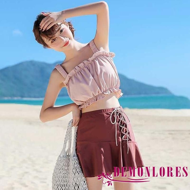Women's Summer Two-Piece Outfit - Striped Bow Crop Top And Shorts Set