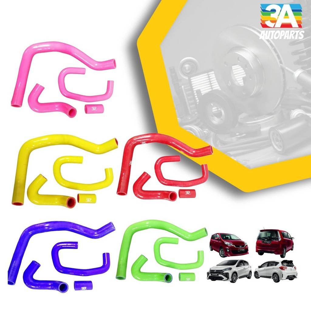 SILICONE 5LAYER RADIATOR HOSE FULL SET ORIGINAL TF THAILAND - PERODUA ...