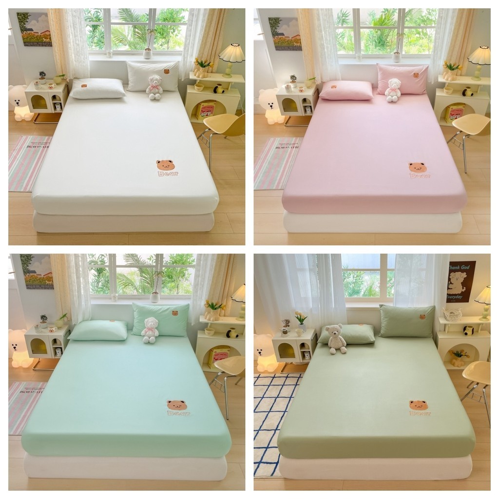 【New Arrival Cadar】1 pc Pure Cotton Cute Embroidery Bed Sheet Set Single/Double/Queen/King Size