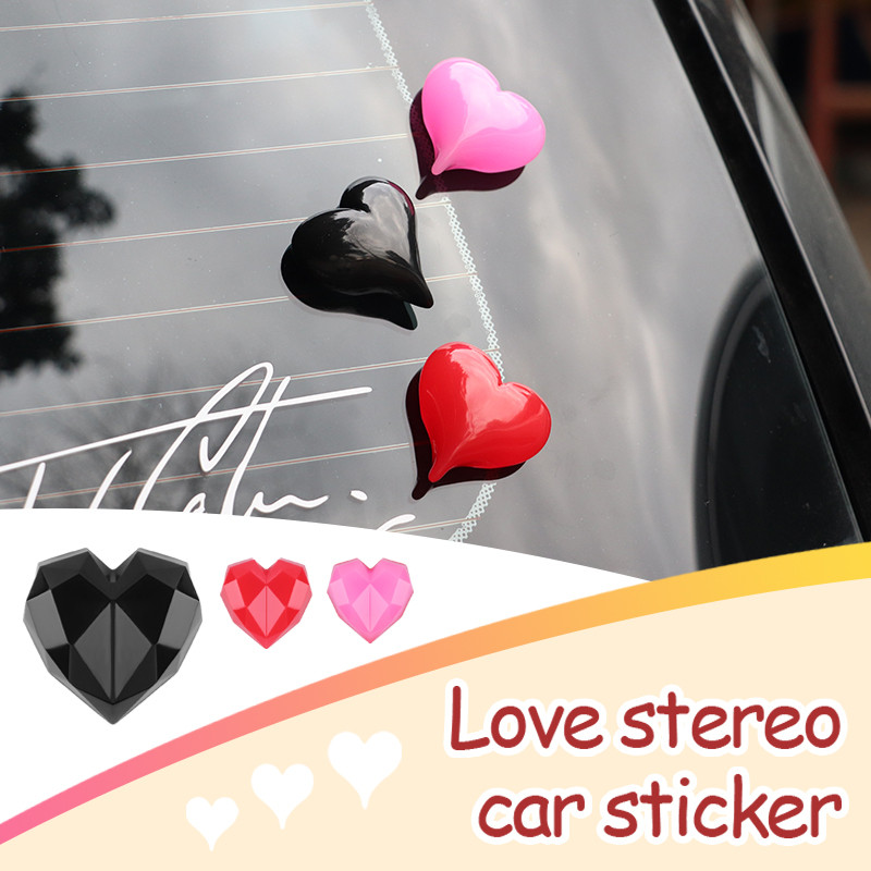1/2PCS Cute 3D Love Heart Logo Rear Trunk Body Window Tail Label Cute ...