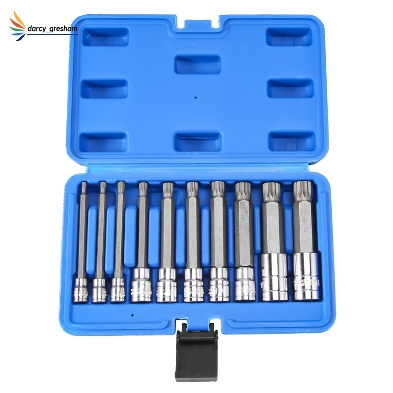 10 Piece 4 inch Spline Tip Bit Socket Set M-Type Universal Sleeve ...