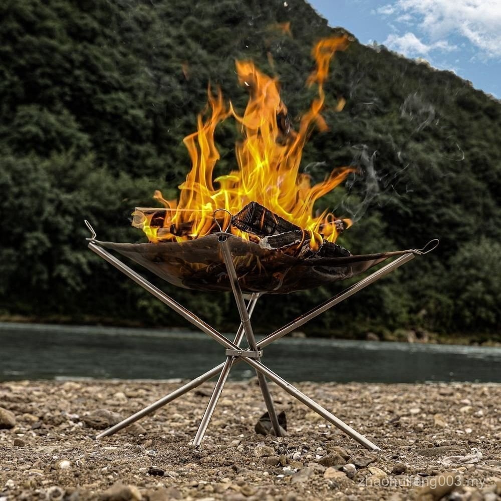 Outdoor Camping Assembly Fire Rack Station Grill Rack Portable ...