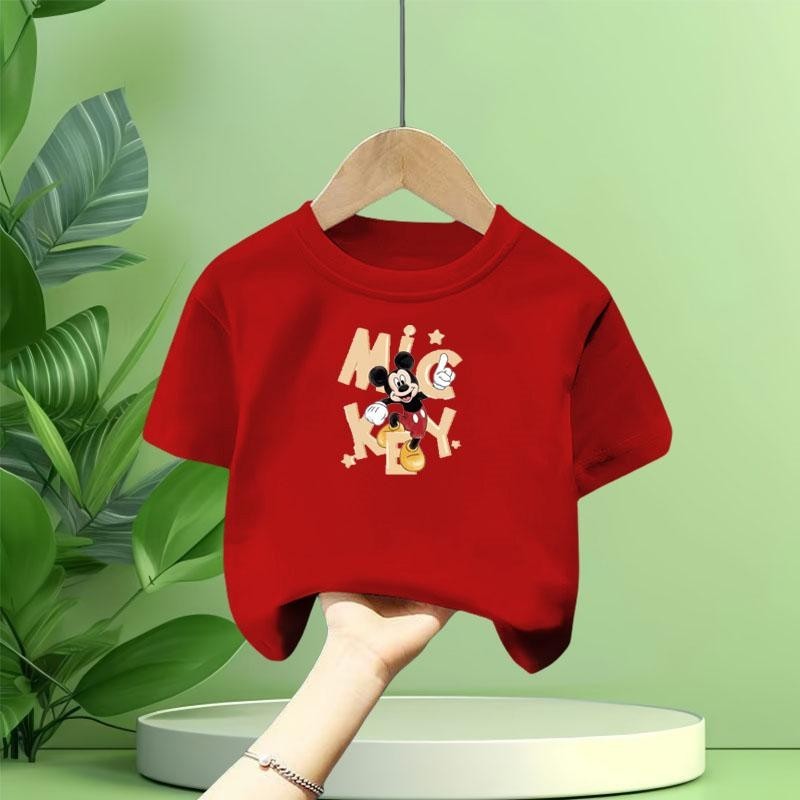 Kawaii MICKEY Mouse Printed Children s Cotton T shirt Super Cute Cartoon Fashion Trend T shirt Girl Boy Casual Baby Short sleeved Top Shopee Malaysia