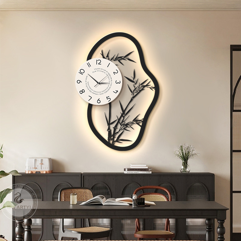 French Retro 2024 Clock Wall Clock Decorative Painting Restaurant ...