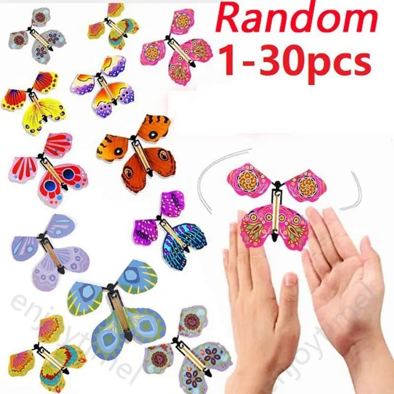 5-30PCS Random Color Magic Flying Butterfly Wind Up Toy Bookmark ...