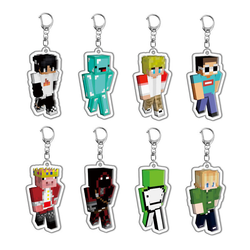 Minecraft KeyChain Multi-series Toys Game Fans Creeper Steve Bricks Bag ...