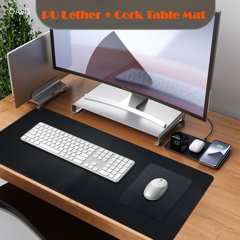 Large Carbon Fiber Texture Desk Pad PVC Leather Mouse Pad Gaming Desk ...