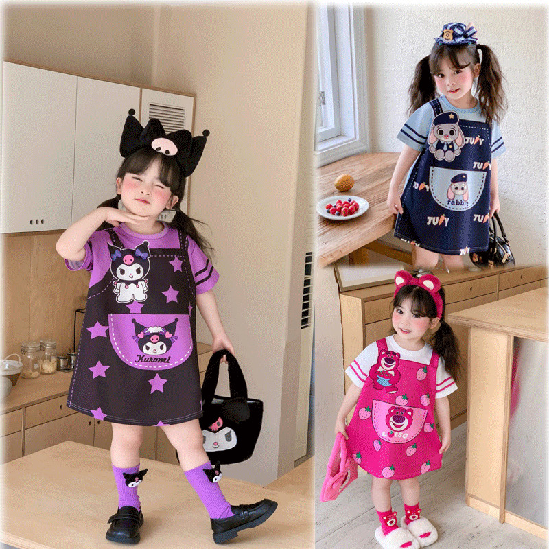 Kuromi Dress Summer Cute Cartoon Character Printed Dress for Kids Girl ...